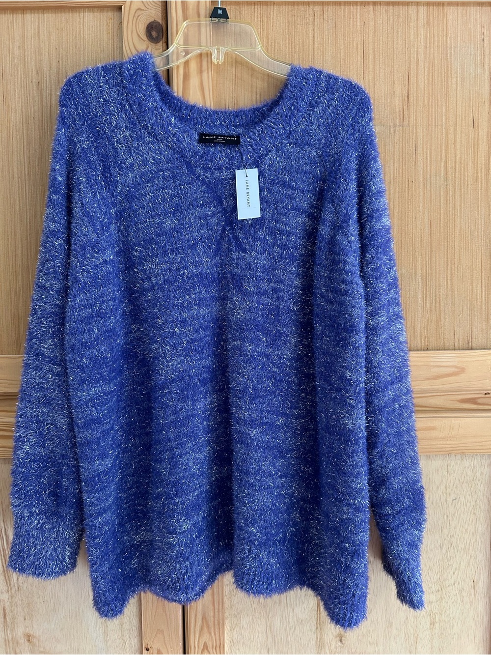 Lane Bryant purple/Silver fuzzy Scoop Neck Sweater New with tags 22/24